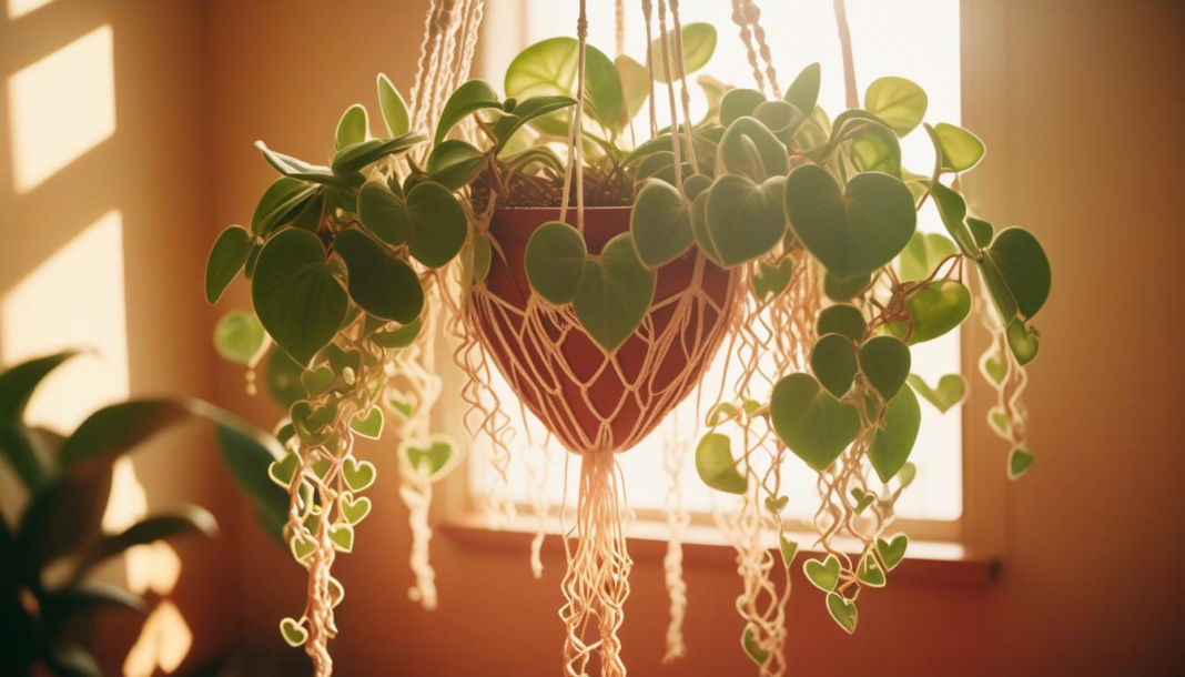 a potted plant with leaves from a window