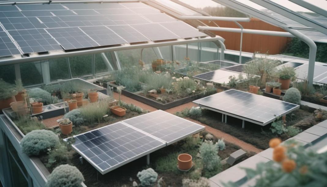 solar panels in a greenhouse