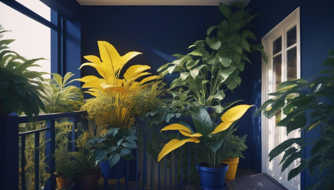 a balcony with plants on it